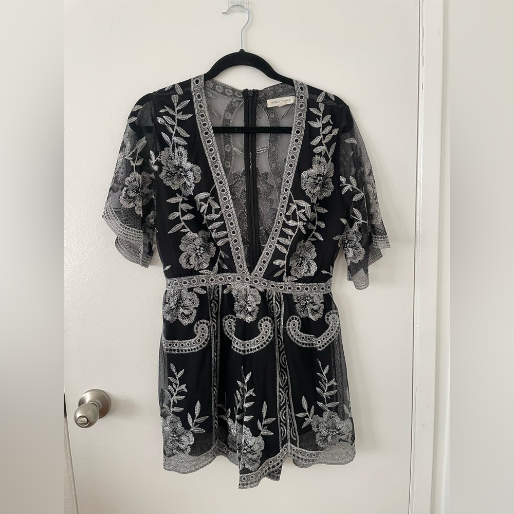 Elegant Black and Gray Floral Dress (Had to re-list!)